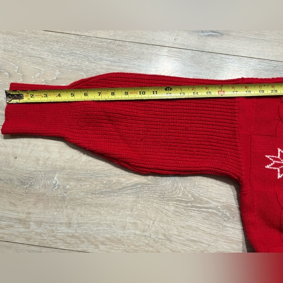 Lands’ End Cable Knit Holiday Sweater – Size L – Red - Picture 5 of 9